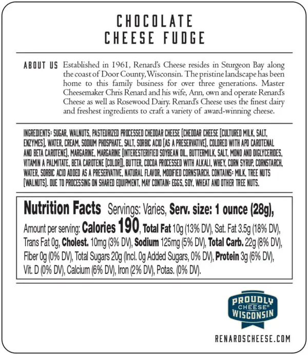 Chocolate Fudge Cheese back label