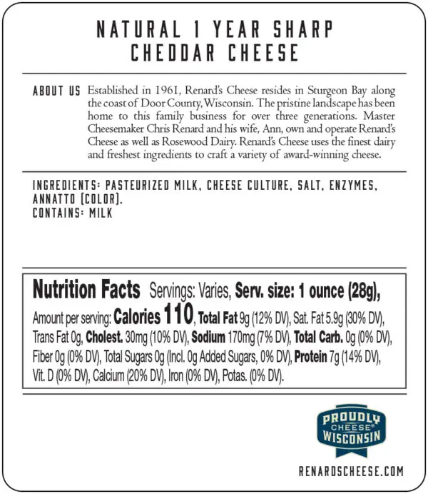 1 Year Sharp Cheddar back label