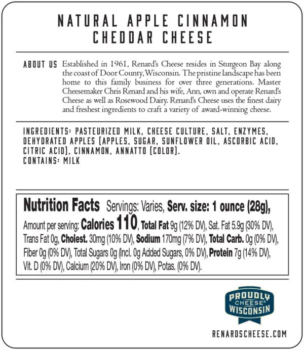 Apple Cinnamon Cheddar back label