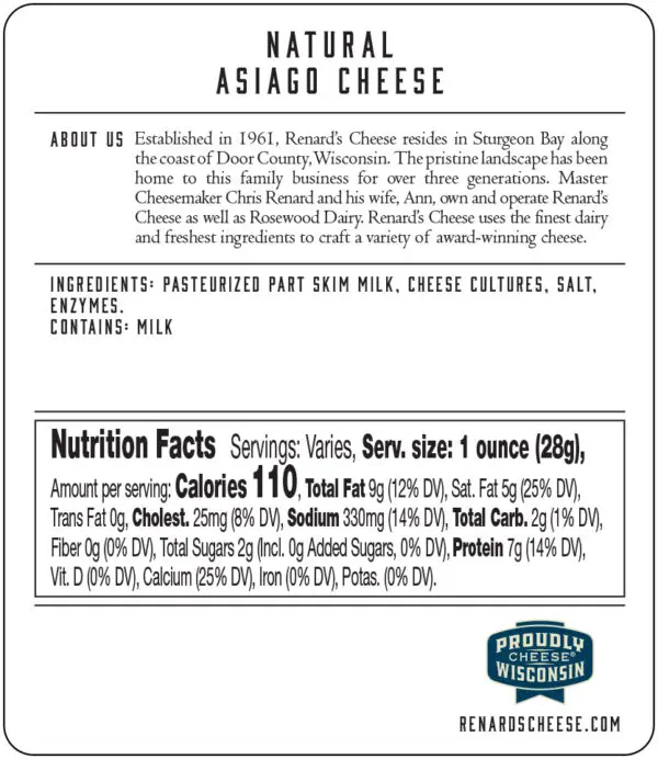 Asiago back label