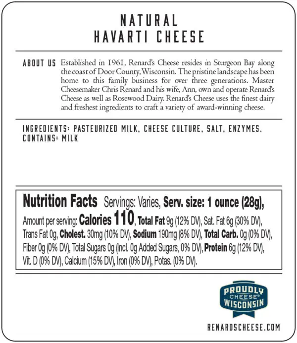 Havarti back label