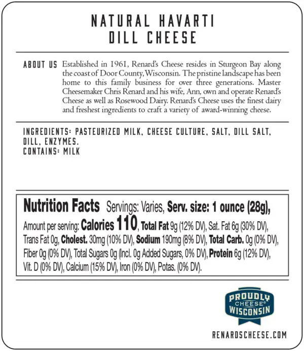 Havarti Dill back label