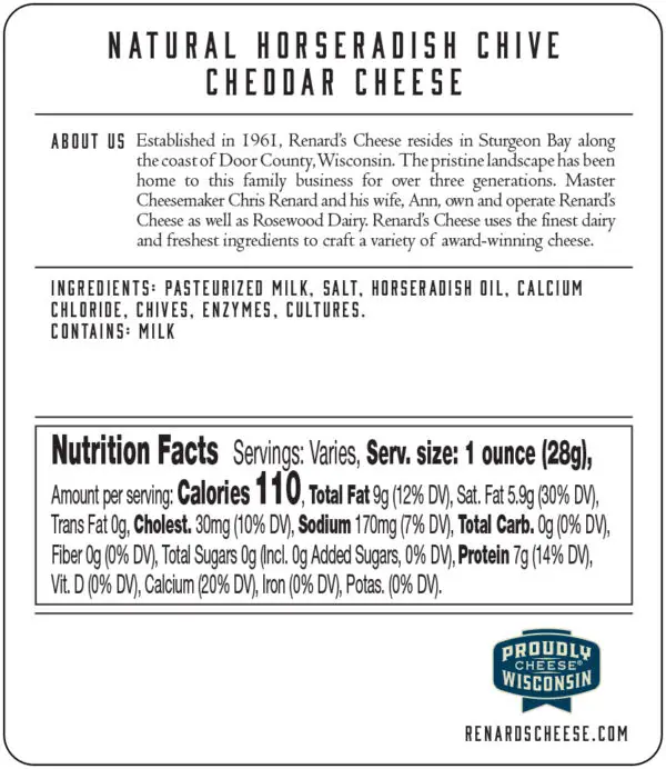 Horseradish Chive Cheddar back label